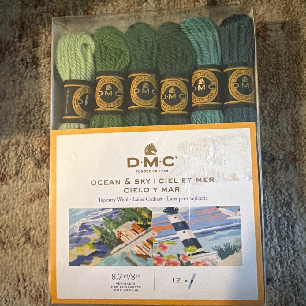 DMC Ocean & Sky Tapestry Wool Pack of 12 Skeins (8.7yd Per Skein) 100% Pure Wool